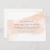 シック金ゴールドグリッター赤面ピンクブライダルシャワー インビテーションポストカード (正面/裏面)