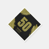 シック金ゴールドグリッター50thバースデーパーティー スタンダードカクテルナプキン (角)
