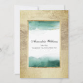 シック金ゴールドグリーンウォーター色グリッターブライダルシャワー 招待状 (裏面)