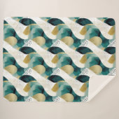 シック金ゴールドグリーンホワイト抽象芸術 シェルパブランケット (正面(横))