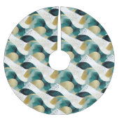 シック金ゴールドグリーンホワイト抽象芸術 ブラッシュドポリエステルツリースカート (正面)