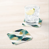 シック金ゴールドグリーンホワイト抽象芸術 ペーパーコースター (インサイチュ)