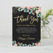 シック金ゴールドコーラルフローラサプライズ退職パーティー サンキューカード (スタンド正面)