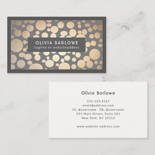 シック金ゴールドサークル灰色トレンディーデザイナー 名刺 (正面/裏面)