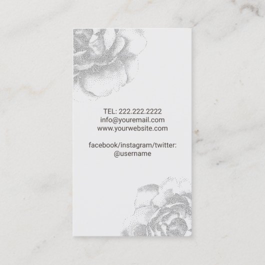 シック金ゴールドシザーフラワー美容師美しいサロン 名刺 (裏面)