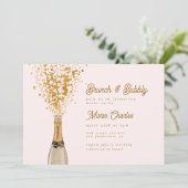 シック金ゴールドシャンパンブランチ&バブリーブライダルシャワー 招待状 (スタンド正面)