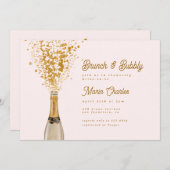 シック金ゴールドシャンパンブランチ&バブリーブライダルシャワー 招待状 (正面/裏面)