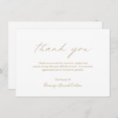 シック金ゴールドシンプル書道エレガント葬儀 サンキューカード (正面/裏面)