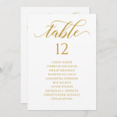 シック金ゴールドスクリプトの表番号座席表 招待状 (正面/裏面)