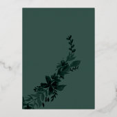 シック金ゴールドスクリプトタイポグラフィフローラ結婚グリーン 箔招待状 (裏面)