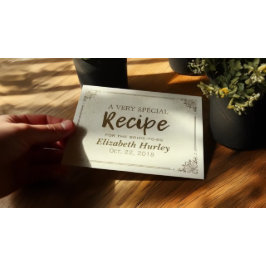 シック金ゴールドスクリプトフローラフレームブライダルシャワーレシピ インビテーションポストカード