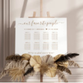 シック金ゴールドスクリプト8テーブ結婚ルのシーティングチャート ポスター