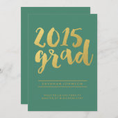 シック金ゴールドスクリプト | 2015年卒業発表 招待状 (正面/裏面)