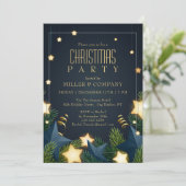 シック金ゴールドスターパイン企業のクリスマスパーティー 招待状 (スタンド正面)