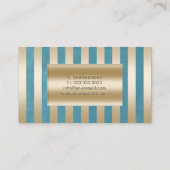 シック金ゴールドストライプティール(緑がかった色)グリーンメイクアップアーティスト 名刺 (裏面)