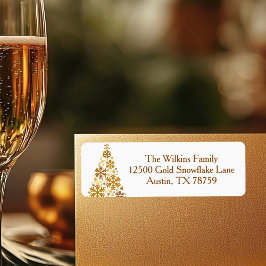 シック金ゴールドスノーフレークスクリスマスツリー差出人住所 ラベル