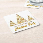 シック金ゴールドスノーフレークスクリスマスパーソナライズされたパーティー スクエアペーパーコースター (アングル)