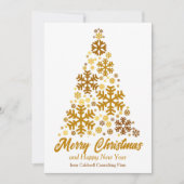 シック金ゴールドスノーフレークスメリークリスマスツリー会社 シーズンカード (正面)