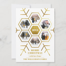 シック金ゴールドスノーフレーク写真フレームクリスマスフォト シーズンカード