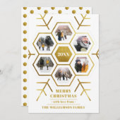 シック金ゴールドスノーフレーク写真フレームクリスマスフォト シーズンカード (正面/裏面)