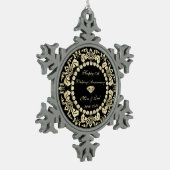 シック金ゴールドスワーズダイヤモンド結婚10周年 スノーフレークピューターオーナメント (左)