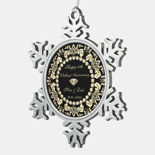 シック金ゴールドスワーズダイヤモンド結婚10周年 スノーフレークピューターオーナメント (右)