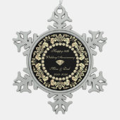 シック金ゴールドスワーズダイヤモンド結婚10周年 スノーフレークピューターオーナメント (正面)