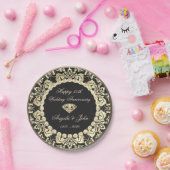 シック金ゴールドスワーズダイヤモンド結婚50周年 ペーパープレート (パーティー)