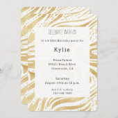 シック金ゴールドスワーズ誕生日 招待状 (正面/裏面)