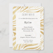 シック金ゴールドスワーズ誕生日 招待状 (正面)