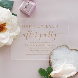 シック金ゴールドス結婚クリプトのパーティー アクリル招待状<br><div class="desc">シック澄んなアクリル結婚の招待パーティーや披露宴。「パーティーの後に楽しく」は書、金ゴールドタイポグラフィとスワシンプルッシュ付き金ゴールドスクリプエレガントトの組み合わせである。</div>