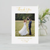 シック金ゴールドス結婚クリプトの写真ありがとう 箔シーズンカード (立ち正面)