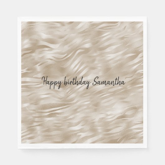 シック金ゴールドゼブラプリント スタンダードランチョンナプキン (正面)