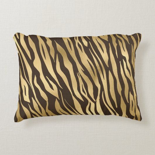 シック金ゴールドタイガーエレガントプリントかわいらしグラム アクセントクッション (正面)