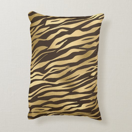 シック金ゴールドタイガーエレガントプリントかわいらしグラム アクセントクッション (裏面(縦))