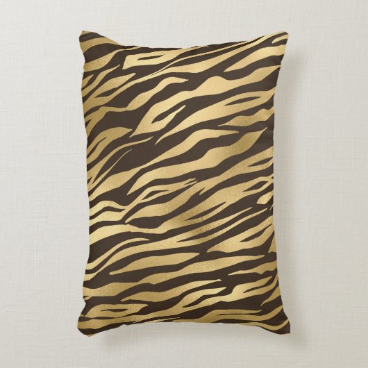 シック金ゴールドタイガーエレガントプリントかわいらしグラム アクセントクッション (正面(垂直))