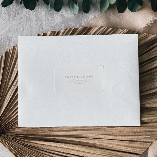 シック金ゴールドタイポグラフィウェディングRSVP住所 シール