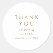 シック金ゴールドタイポグラフィサンキューユー結婚式の引き出物 ラウンドシール (正面)