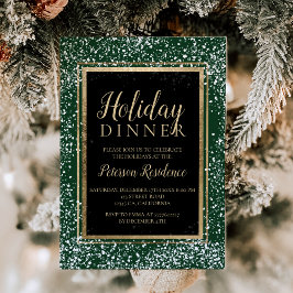 シック金ゴールドタイポグラフィスノーホリデーパーティーグリーン 招待状
