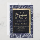 シック金ゴールドタイポグラフィスノーホリデーパーティー海軍 招待状 (正面)