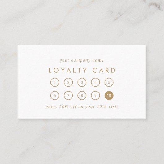 シック金ゴールドタイポグラフィビジネス報酬10パンチ ロイヤリティカード (正面)