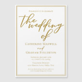 シック金ゴールドタイポグラフィミニマ結婚リスト マグネット招待状 (正面)