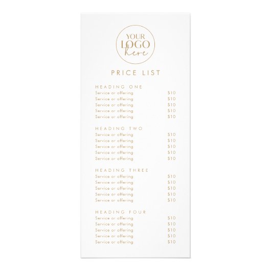 シック金ゴールドタイポグラフィロゴビジネス価格表 ラックカード (正面)