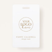 シック金ゴールドタイポグラフィロゴQRコード従業員IDカード バッジ (正面)