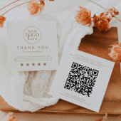 シック金ゴールドタイポグラフィロゴQRコー離れドAレビュー スクエア名刺