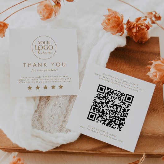 シック金ゴールドタイポグラフィロゴQRコー離れドAレビュー スクエア名刺