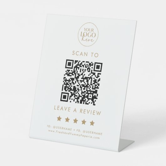 シック金ゴールドタイポグラフィロゴQRコー離れドAレビュー 台座サイン (正面)