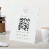 シック金ゴールドタイポグラフィロゴQRコー離れドAレビュー 台座サイン (インサイチュ)