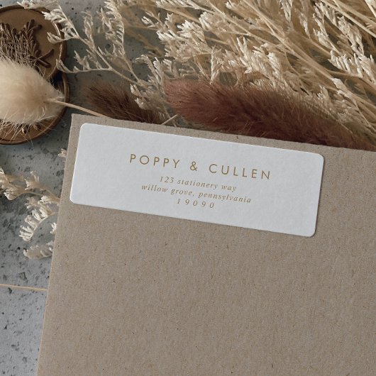 シック金ゴールドタイポグラフィ差出人住所ラベル ラベル