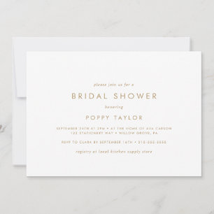 シック金ゴールドタイポグラフィ水平ブライダルシャワー 招待状